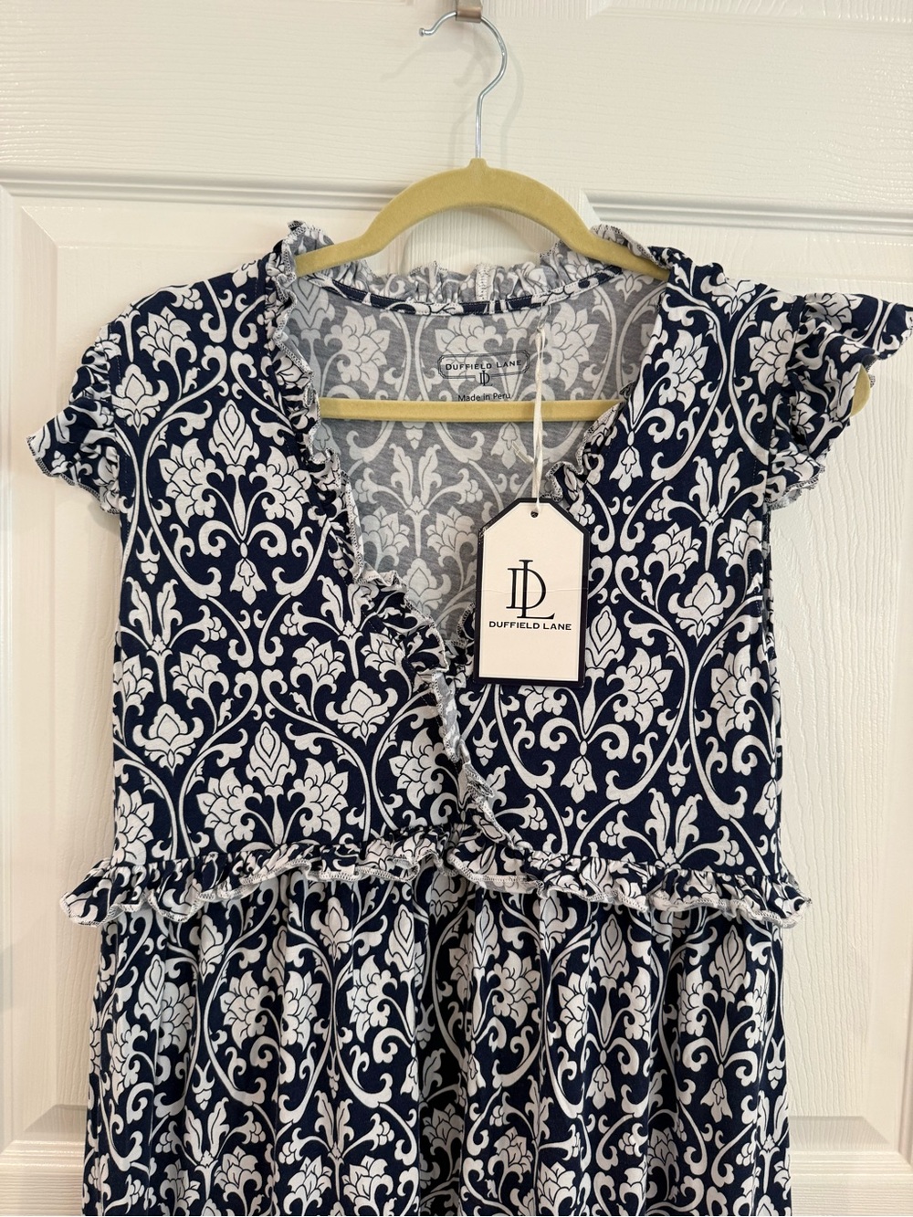 Duffield Lane Kimberly Dress in Navy Filigree NWT